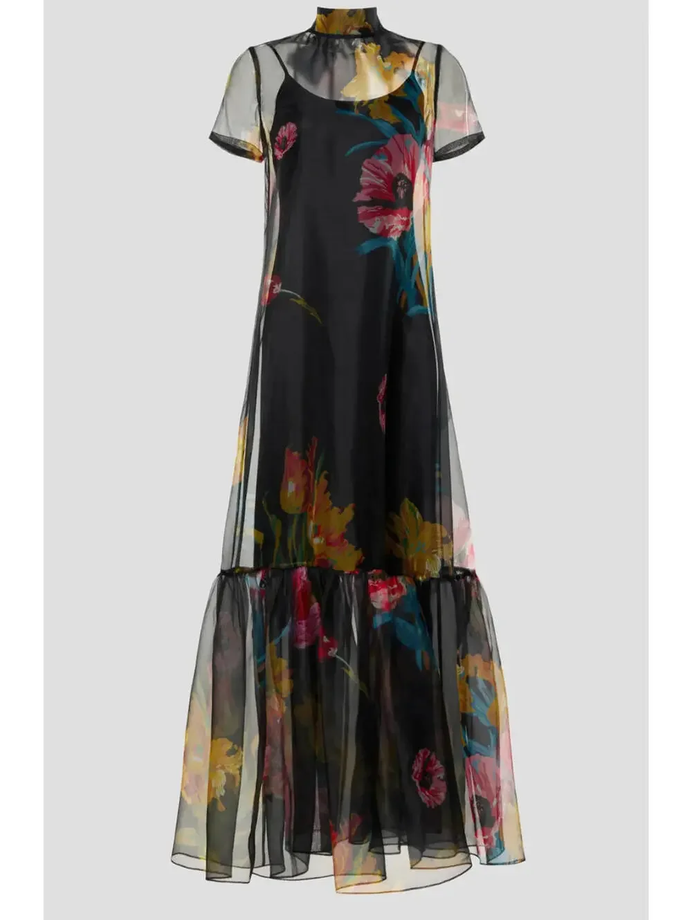 NWT STAUD Calluna Organza Neck Tie Gown Dress Designer Sheer Floral Small - Picture 5 of 6